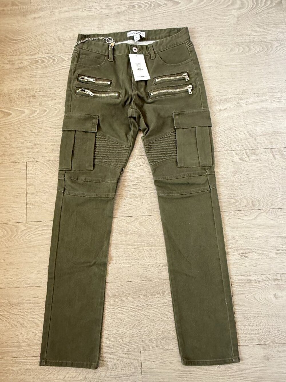 Fashion Nova Men Olive Zipper Cargo Pants NWT Size 30